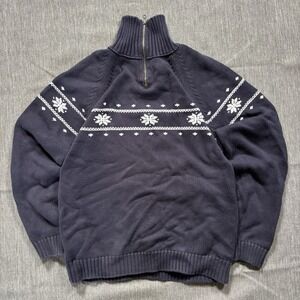 Navy blue Tommy Hilfiger knit sweater quarter zip -  M